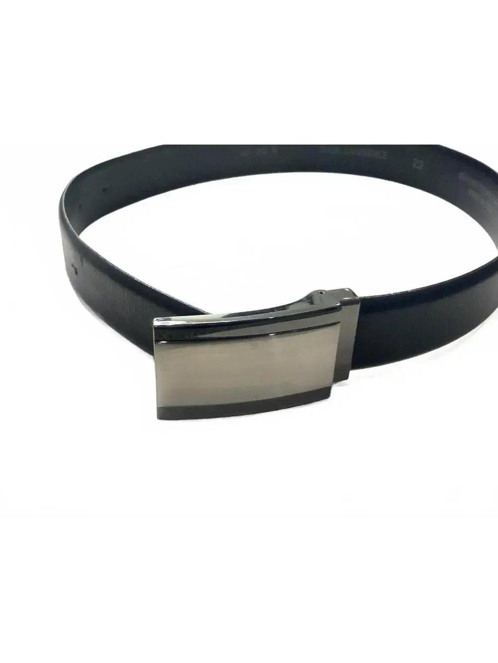 Paul Lawrence Boys Black Italian Leather Belt Silver‎ Plaque Buckle Size 4-6